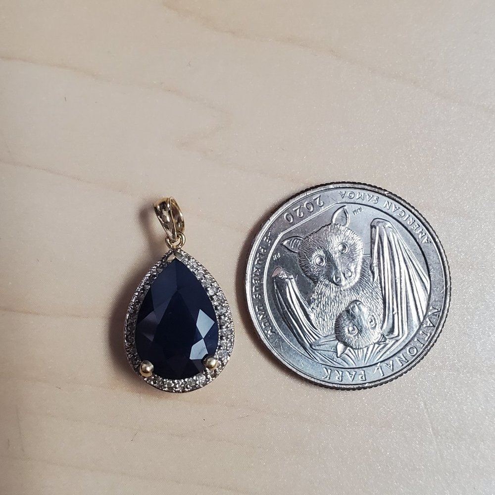 14K. SOLID GOLD NECKLACE DIAMONDS & SAPPHIRE - Picture 11 of 14